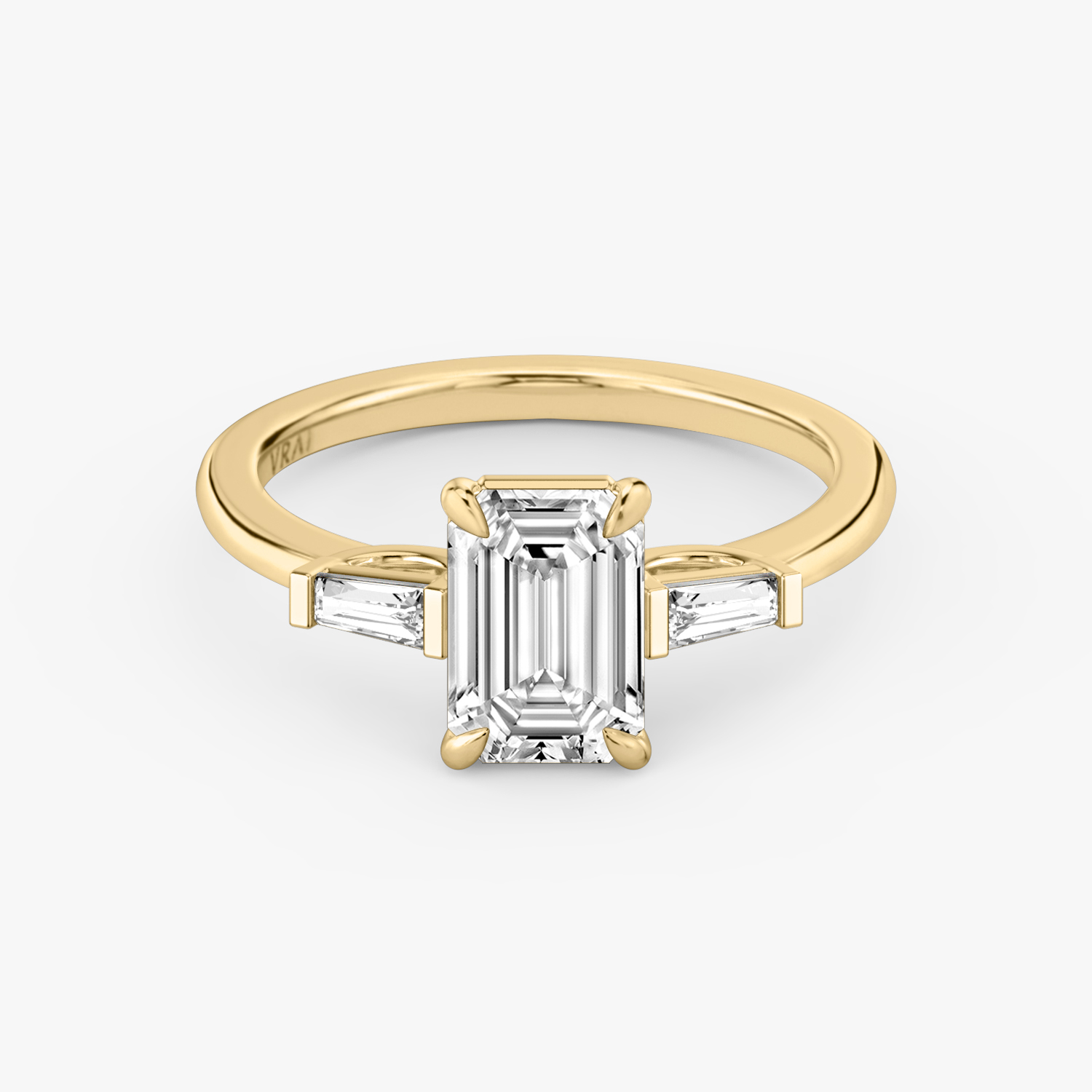 0.50cts Emerald Cut Solitaire with Pear Cut Diamond Accents Platinum R